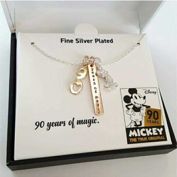 Disney Mickey Mouse Hidden Mickey Silver Plated Necklace 90 Years of Magic NWT - Picture 8 of 8